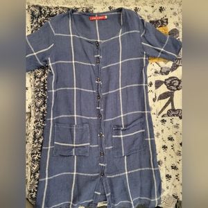 PYNE & SMITH Blue Window Pane Shirt Dress sz. S